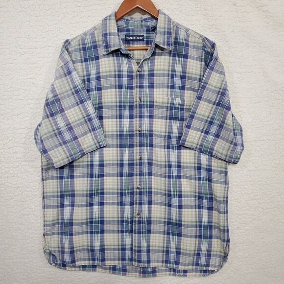 VAN HEUSEN Heavy weight cotton short sleeves southwest style XL Made in India - Picture 3 of 16